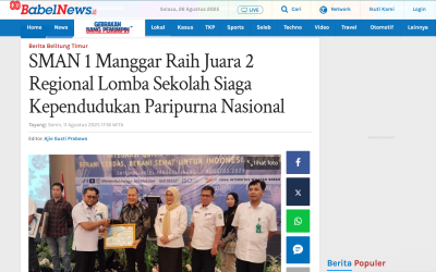 SMAN 1 Manggar Raih Juara 2 Regional Lomba Sekolah Siaga Kependudukan Paripurna Nasional