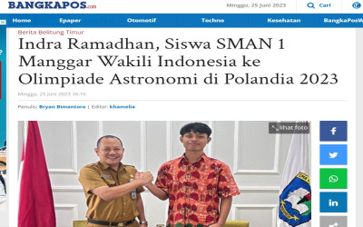 Indra Ramadhan, Siswa SMAN 1 Manggar Wakili Indonesia ke Olimpiade Astronomi di Polandia 2023