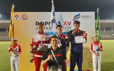Shanry Diningrat Juara 1 Lari 1500 m Putra pada POPNAS IV Jakarta 2019