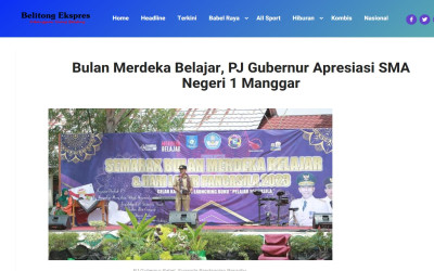 Bulan Merdeka Belajar, PJ Gubernur Apresiasi SMA Negeri 1 Manggar