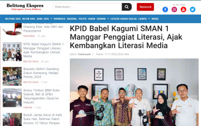 KPID Babel Kagumi SMAN 1 Manggar Penggiat Literasi, Ajak Kembangkan Literasi Media