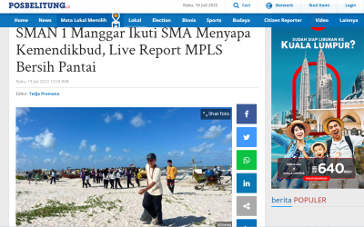 SMAN 1 Manggar Ikuti SMA Menyapa Kemendikbud, Live Report MPLS Bersih Pantai